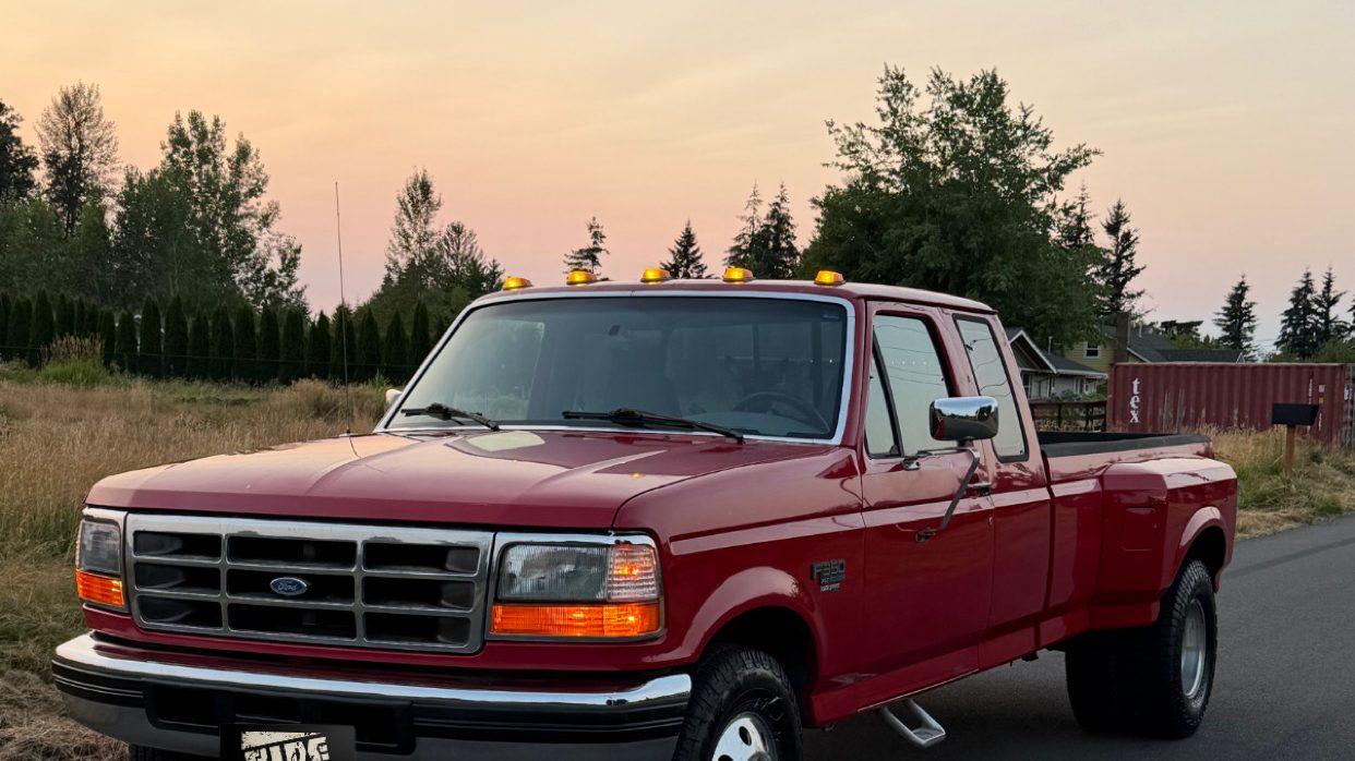 Ford F-350 dually at sunset